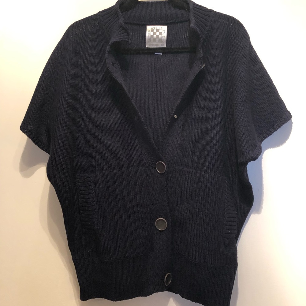 Navy cardigan, short sleeve